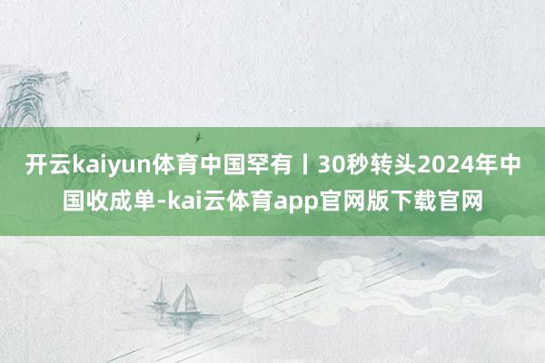 开云kaiyun体育中国罕有丨30秒转头2024年中国收成单-kai云体育app官网版下载官网